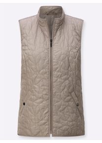 Dames Bodywarmer met camouflerend stiksel in sesam ,maat 38, WITT, 100% Polyester. Wattering: 100% Polyester