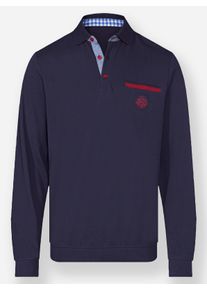 Marco Donati Heren Poloshirt met lange armen in piquékwaliteit in marine/donkerrood ,maat 44/46, Witt, 100% Katoen