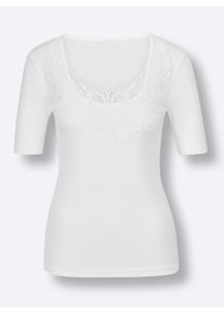 wäschepur Dames Blazershirt in wit ,maat 38, Witt, 50% Katoen, 50% Modal