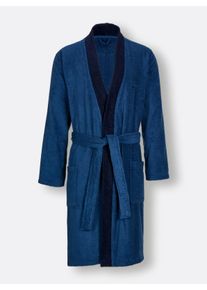 feel good Heren Badjas in jeansblauw ,maat 44/46, Witt, 100% Katoen