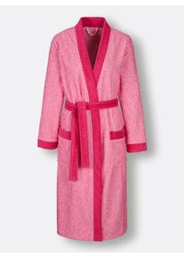 feel good Dames Badjas in wit/fuchsia gemêleerd ,maat 36/38, Witt, 100% Katoen