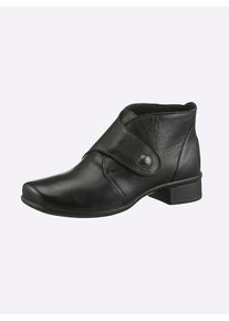 Dames Stiefelette mit Klettverschluss in zwart ,maat 37, Witt, 100% Glad leer