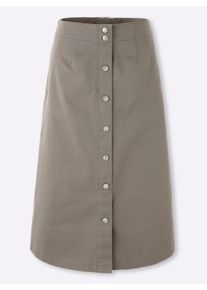 Damen Jeansrock mit imitierter Knopfleiste in taupe ,Größe 38, WITT, 97% Baumwolle, 3% Elasthan