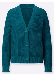 Dames Vest met grof gebreid patroon in aquapetrol ,maat 36, WITT, 100% Katoen