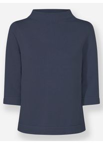 Dames Pullover met 3/4-mouwen en kelkkraag in rookblauw ,maat 36, WITT, 100% Katoen