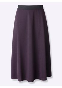 Damen Jerseyrock mit Kontrastbund in bordeaux + aubergine ,Größe 44, WITT, 97% Polyester, 3% Elasthan