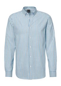 John Devin Heren Overhemd met lange mouwen in blauw gestreept ,maat S (37/38), Witt, 100% Katoen
