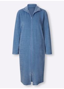 wäschepur Dames Ochtendjas in middenblauw ,maat 36/38, Witt, 70% Katoen, 30% Polyester