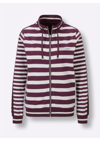Hajo Dames Huispak in bordeaux/wit gestreept ,maat 36/38, Witt, 62% Katoen, 38% Polyester
