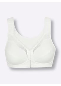 Dames Beha zonder beugel met voorsluiting in wit ,maat 100B, WITT, 56% Polyamide, 37% Katoen, 7% Elastan