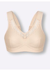 Dames Steunbeha zonder beugel in ivoor bedrukt ,maat 100B, WITT, 54% Polyamide, 35% Katoen, 11% Elastan
