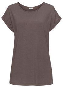 Lascana Dames Shirt met korte mouwen in taupe ,maat 32/34, Witt, 100% Viscose