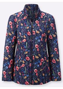 Dames Gewatteerde jas met ruitvormig reliëfpatroon in marine/koraal bedrukt ,maat 38, WITT, 100% Polyester