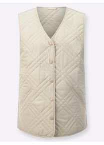 Dames Bodywarmer met doorlopende drukknoopsluiting in zand ,maat 38, WITT, 100% Polyester