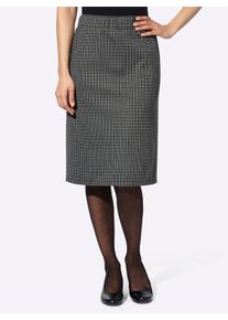 Damen Jerseyrock mit verdecktem Gehschlitz hinten in schwarz-wei&szlig;-kariert ,Gr&ouml;&szlig;e 24, WITT, 95% Polyester, 5% Elasthan
