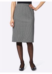 Damen Jerseyrock mit verdecktem Gehschlitz hinten in schwarz-weiß Pepita ,Größe 19, WITT, 95% Polyester, 5% Elasthan