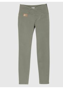 Dames Stretchjeans met overlappende band in kaki ,maat 36, WITT, 97% Katoen, 3% Elastan