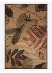 wash+dry by Kleen-Tex unisex Voetmat in camel/taupe bedrukt ,maat 40x60 cm, Witt, 100% Polyamide. Achterzijde: 100% Elastiek
