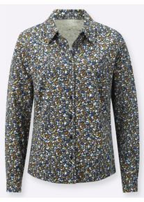 Dames Jerseyblouse van vormvast materiaal in marine/oudroze gedessineerd ,maat 40, WITT, 50% Katoen, 50% Modal