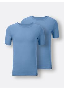 Heren Shirt in middenblauw ,maat 5, Witt, 100% Katoen