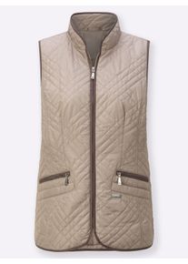 Damen Steppweste mit Rei&szlig;verschluss-Taschen in sesam ,Gr&ouml;&szlig;e 42, WITT, 100% Polyester. Wattierung: 100% Polyester. Paspelierung: 100% Polyester
