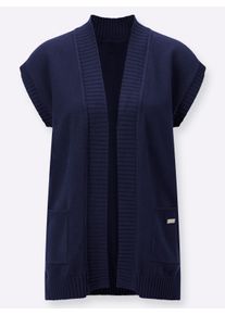 Dames Mouwloos vest in lang model in marine ,maat 36, WITT, 50% Viscose, 28% Polyester, 22% Polyamide