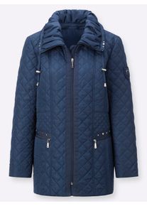 Dames Gewatteerde jas met gerimpelde platte kraag in donkerblauw ,maat 36, WITT, 100% Polyester. Wattering: 100% Polyester