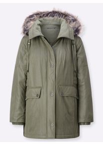 Dames Jack met garnering van imitatiebont in kaki ,maat 38, WITT, 92% Polyester, 8% Polyamide. Wattering: 100% Polyester