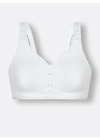 wäschepur Dames Comfort-bh zonder beugel in wit/mint bedrukt ,maat 100A, Witt, 84% Polyamide, 16% Elastan