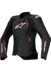 Alpinestars Stella Dusk, casaco de couro para mulher , cor: Preto/Cor-De-Rosa/Branco , tamanho: 42