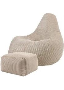 I.C.O.N. icon Sitzsack Dalton mit Hocker , Beige , Textil , 200 L , Freiform , 90x73x84 cm , Hergestellt in Deutschland, Oeko-Tex® Standard 100, Reach , Wohnzimmer, Hocker, Sitzsäcke, XXL Sitzsäcke