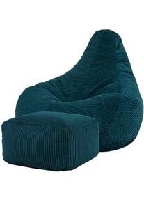 I.C.O.N. icon Sitzsack Dalton mit Hocker , Dunkelgrün , Textil , 200 L , Freiform , 90x73x84 cm , Hergestellt in Deutschland, Oeko-Tex® Standard 100, Reach , Wohnzimmer, Hocker, Sitzsäcke, XXL Sitzsäcke