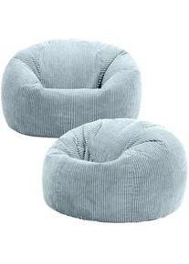 I.C.O.N. icon Sitzsack Klassisch Sessel aus Cord 2-tlg. , Hellblau , Textil , Rund , 85x50x85 cm , Hergestellt in Deutschland, Oeko-Tex® Standard 100, Reach , Wohnzimmer, Hocker, Sitzsäcke, XXL Sitzsäcke