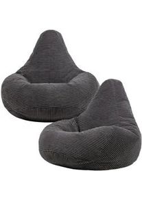 I.C.O.N. icon Sitzsack Sessel aus Cord 2-tlg. , Dunkelgrau , Kunststoff , 90x73x73 cm , Hergestellt in Deutschland , Wohnzimmer, Hocker, Sitzsäcke, XXL Sitzsäcke