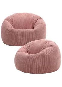 I.C.O.N. icon Sitzsack Klassisch Sessel aus Cord 2-tlg. , Pink , Textil , Rund , 85x50x85 cm , Hergestellt in Deutschland, Oeko-Tex® Standard 100, Reach , Wohnzimmer, Hocker, Sitzsäcke, XXL Sitzsäcke