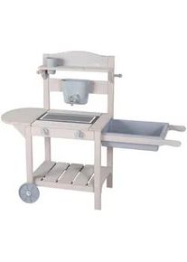 Roba Mobile Spiel- UND Matschküche BBQ grau , Grau , Holz , Rechteckig , 114x37 cm , unisex , FSC 100% , Outdoor Spielzeug