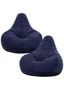 I.C.O.N. icon Sitzsack Sessel aus Cord 2-tlg. , Blau , Kunststoff , 90x73x84 cm , Hergestellt in Deutschland , Wohnzimmer, Hocker, Sitzsäcke, XXL Sitzsäcke