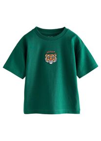 next T-Shirt dunkelgrün / orange / schwarz / weiß Größe 122