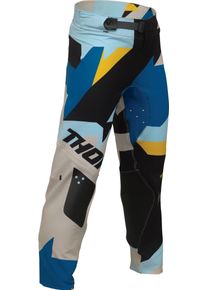 Thor Sportmode Brave, pantalon textile pour jeunes , couleur: Bleu/Noir/Jaune/Beige , taille: 24