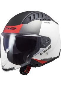 LS2 OF600 Copter II Urbane, jethelm , kleur: Mat Wit/Rood/Grijs , maat: XXL