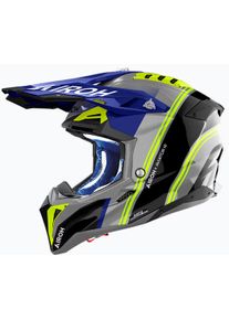 Airoh Aviator 3 Hima, kask motocrossowy , kolor: Szary/Czarny/Niebieski/Neonowyowy-Żółty , rozmiar: L