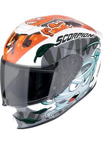 Scorpion EXO-JNR Air The4elements, Casque intégral pour enfants , couleur: Blanc/Bleu/Orange/Gris , taille: S