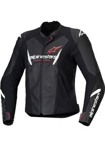 Alpinestars Stella Faster V3, veste en cuir pour femmes , couleur: Noir/Blanc/Rouge N&eacute;on , taille: 42