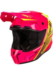 Klim T1 Freeride Descent, casco da motocross per bambini , colore: Fucsia Fluo/Giallo Fluo , dimensione: L