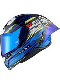 Nexx X.R3R Glitch Racer, full face helmet , color: Black/Blue/Neon-Green , size: L