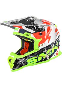 SMK Fulmine, motocross helmet , color: White/Neon-Yellow/Orange/Black , size: XXL