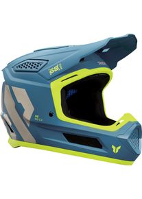 Thor Fleet Forge, motocross helmet , color: Matt Blue/Grey/Neon-Yellow , size: L