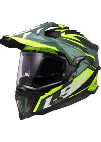 LS2 MX701 Explorer Spire, enduro helm , kleur: Mat Donkergroen/Lichtgroen/Neon-Geel , maat: 3XL