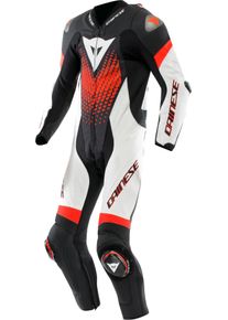 Dainese Laguna Seca 6, combinaison en cuir 1pcs. perforée , couleur: Noir/Blanc/Rouge Néon , taille: 60