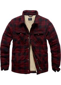 Vintage Industries Class Sherpa, camicia/giacca in tessuto , colore: Rosso Scuro/Nero , dimensione: XL